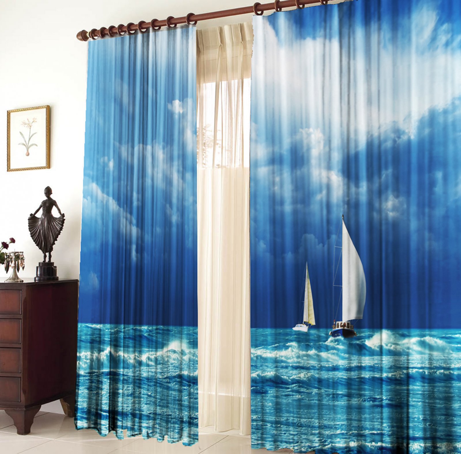 шторы в комнату в морском стиле